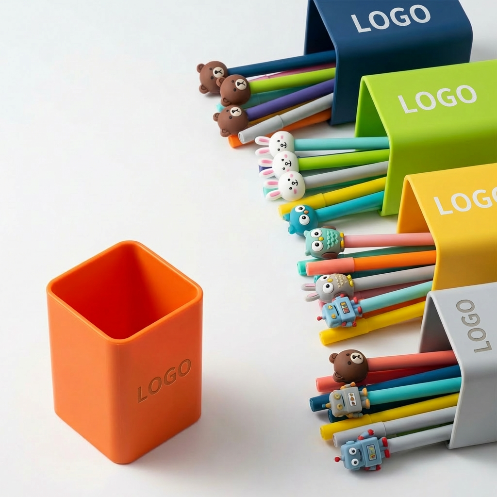 Contemporary Matte Square Pen Holder for Desktop Organization