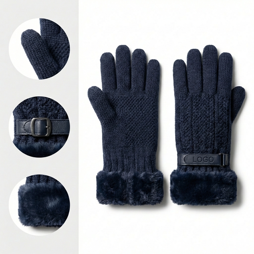 Heavyweight Knit Tech-Compatible Gloves with Faux Fur Accents