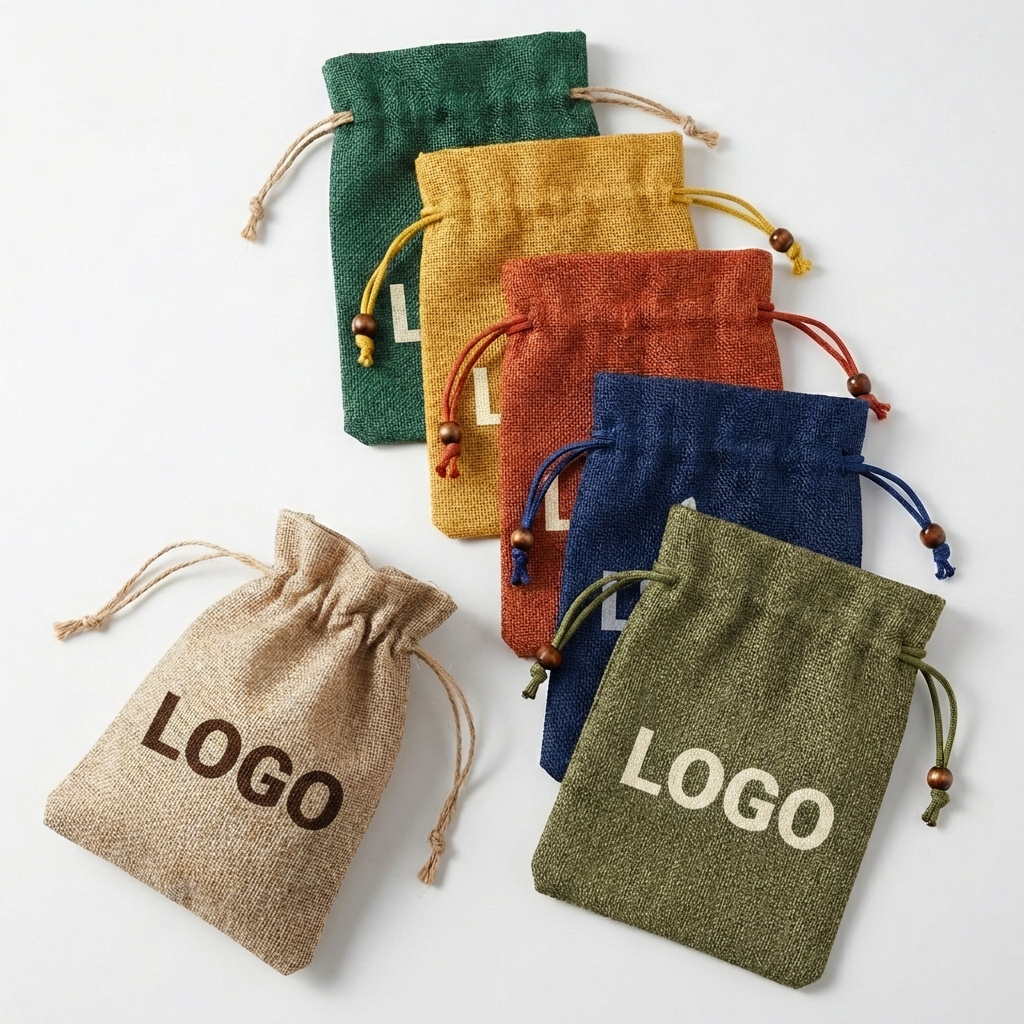Eco-Friendly Burlap & Cotton Drawstring Gift Pouch