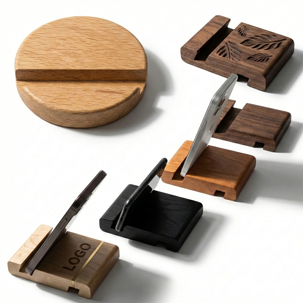 Solid Hardwood Single-Slot Smartphone Dock
