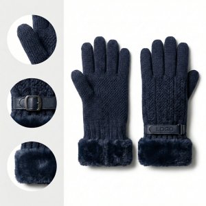 Heavyweight Knit Tech-Compatible Gloves with Faux Fur Accents