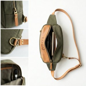 Heritage Canvas & Leather Crossbody Tech Commuter Bag