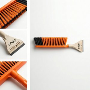 Dual-Action Automotive Snow Brush with Integrated Ice Scraper